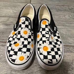 Cute Daisy Checker Slip-on Vans WMNS 9
